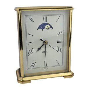Chelsea Moon Phase 5.75" Hermle 2100 Brass Mantel Shelf Desk Clock Parts Only